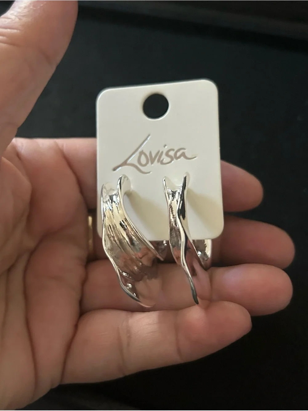 Lovisa Silver Tone Sculpted Hoop Earrings NWOT